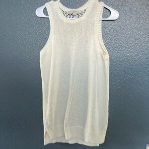 || Loft || Ann Taylor • Cream colored long tank top• Mesh• Crochet • Siz…